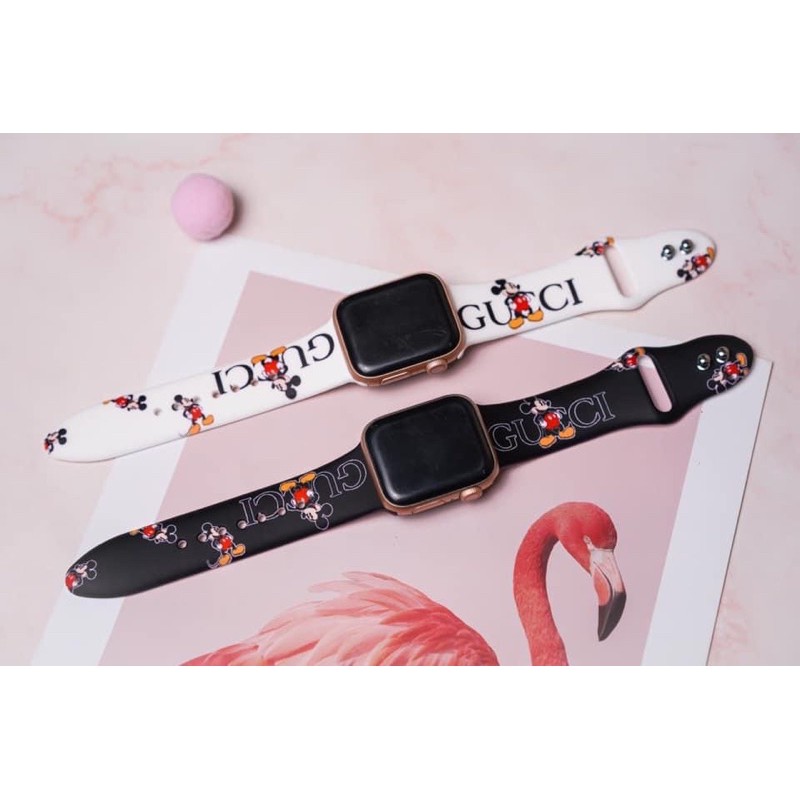 dây cao su in hoạ tiết mickey dành cho applewatch cực xinh