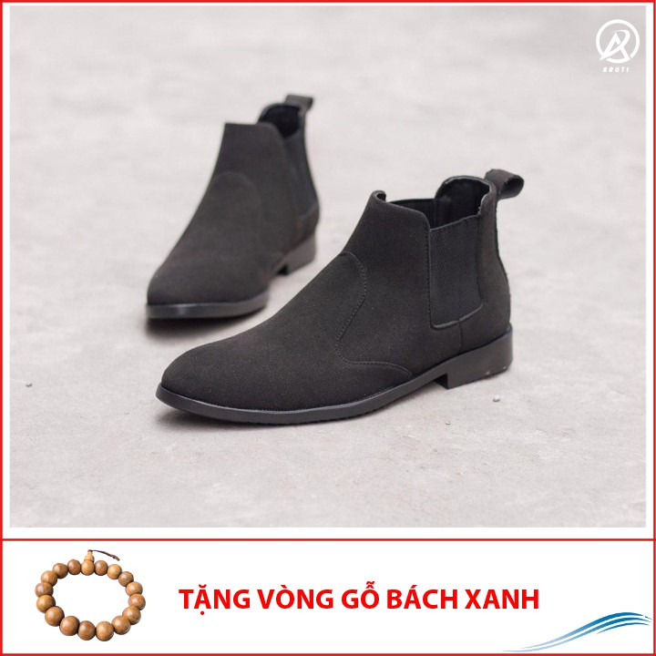 [Video- Ảnh Thật] Giày Chelsea Boot Cổ Chun Da Búc Màu Đen Cực Đẹp - CB520-bucdenchun(GB)- Kèm Vòng Gỗ Bách Xanh