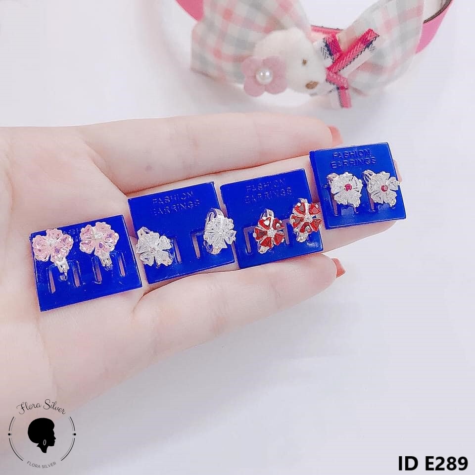 Bông tai bạc cho bé hình hoa năm cánh FLORA E289