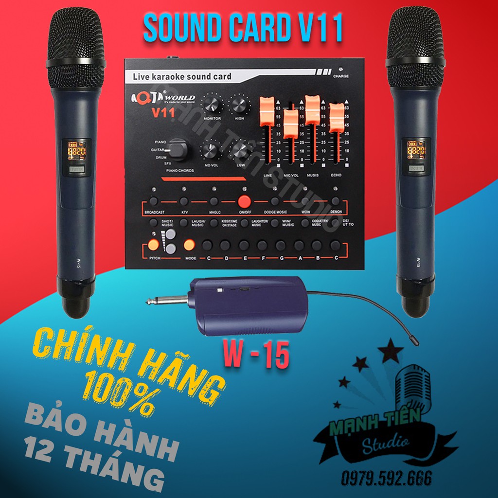 [Mã 153ELSALE2 giảm 7% đơn 300K] [Mã ELHACE giảm 4% đơn 300K] TRỌN BỘ COMBO MICRO KARAOKE W-15 + SOUND CARD V11