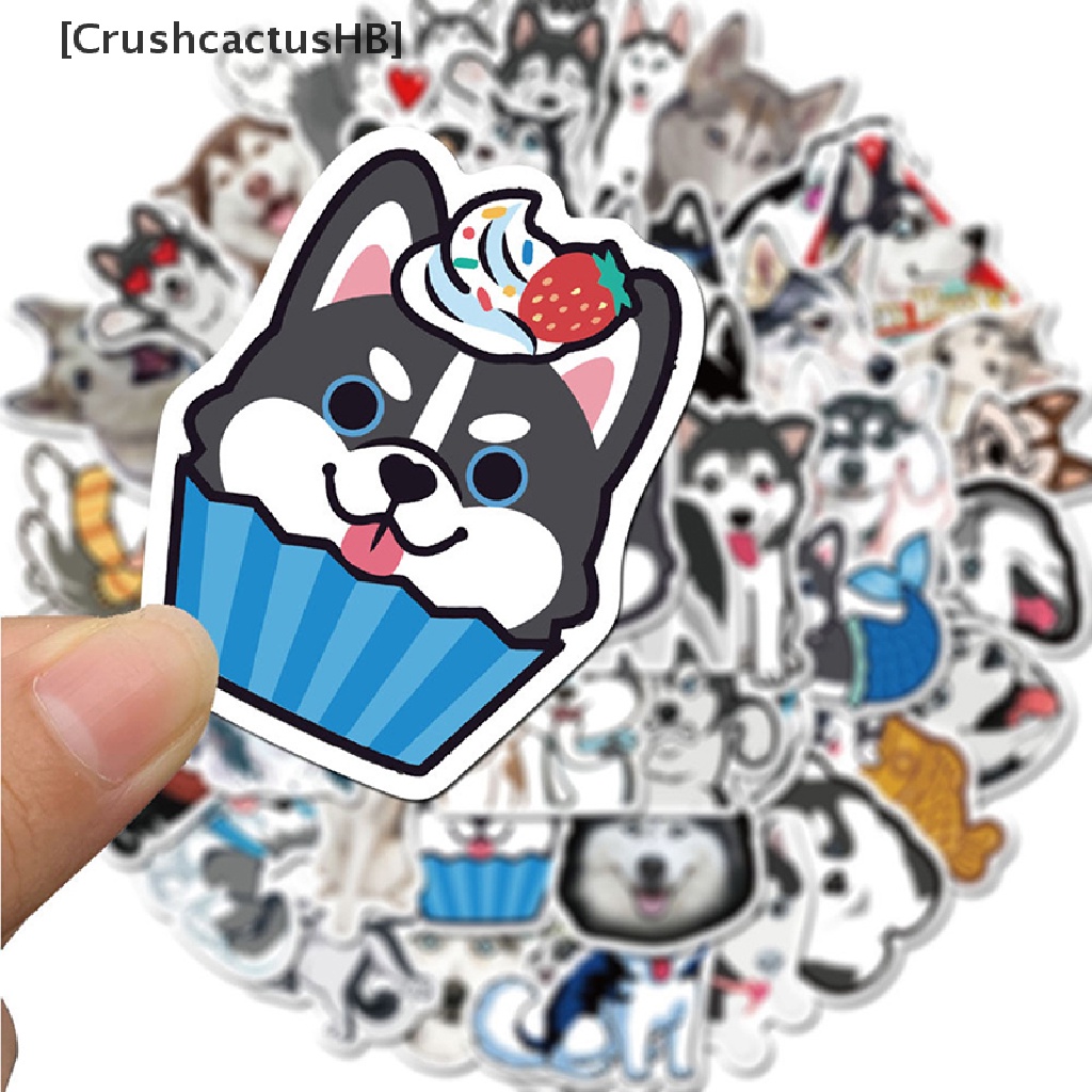 [CrushcactusHB] 50 Miếng Dán Hình Chú Chó Husky Hoạt Hình Chống Thấm Nước Dễ Thương Làm Quà Tặng Cho Trẻ Em
