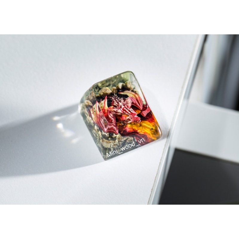 Nút bàn phím cơ Rồng Đỏ.Keycap resin Dragon Red.Keycap Artisan