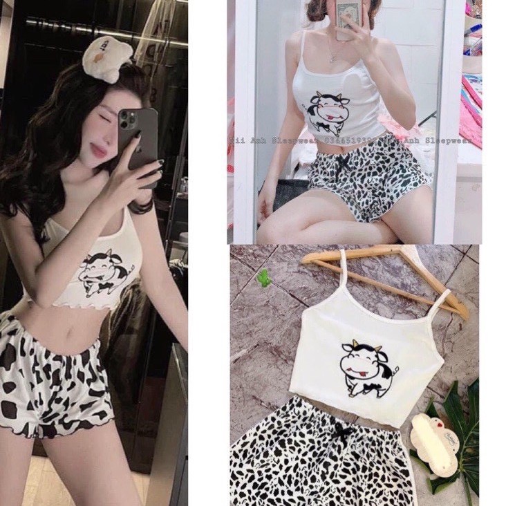 💝 💝 CHEAPY💝 💝 Set Bộ 2 Dây Bò Sữa Bắt Trend Cực Hot - Set Áo Hai Dây Mix Quần Sooc Sexy Tôn Dáng Giá Siêu Rẻ b6