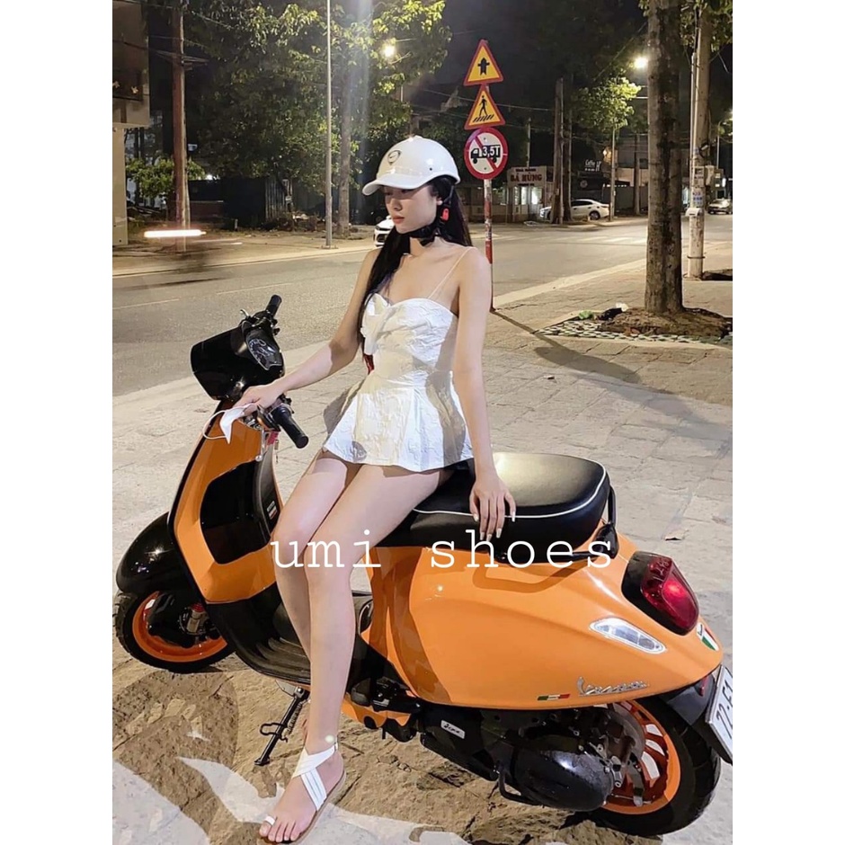 Giày Sandal nữ đế bệt chiến binh xỏ ngón tông kẹp dây mảnh gọn quai chéo hot mùa hè đi biển đi chơi đi học mũi tròn mới