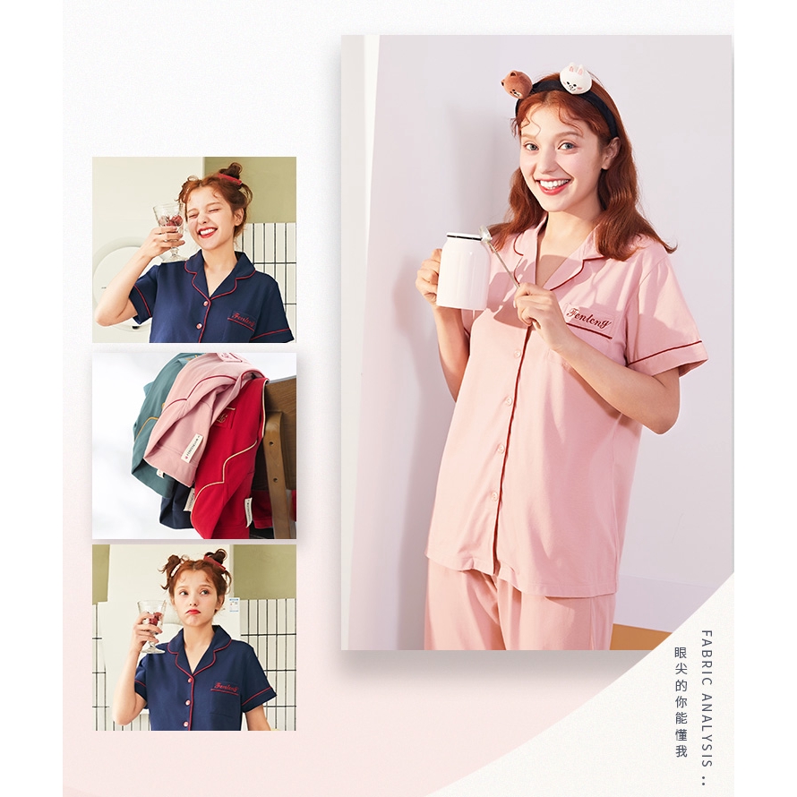 Bộ Đồ Ngủ Áo Tay Ngắn + Quần Dài Xinh Xắn Cho Nữ | BigBuy360 - bigbuy360.vn