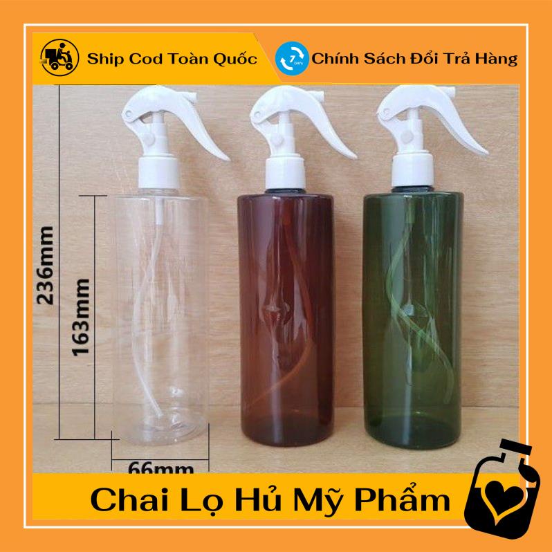 [TOP GIÁ RẺ] Chai nhựa pet xịt Vòi súng 500ml cao vai ngang chiết dung dịch ,Xưởng Chai Lọ