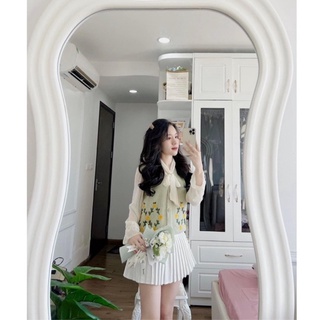 Set sơ mi tay bèo gile len ❤️