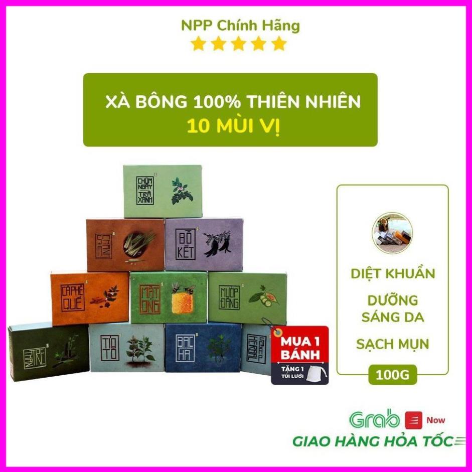 Xà Bông Sinh Dược Nhiên Nhiên 100gr, Xà Bông Mướp Đắng, Nghệ Mật Ong, Sả Chanh, Chùm Ngây Trà Xanh, Tía Tô