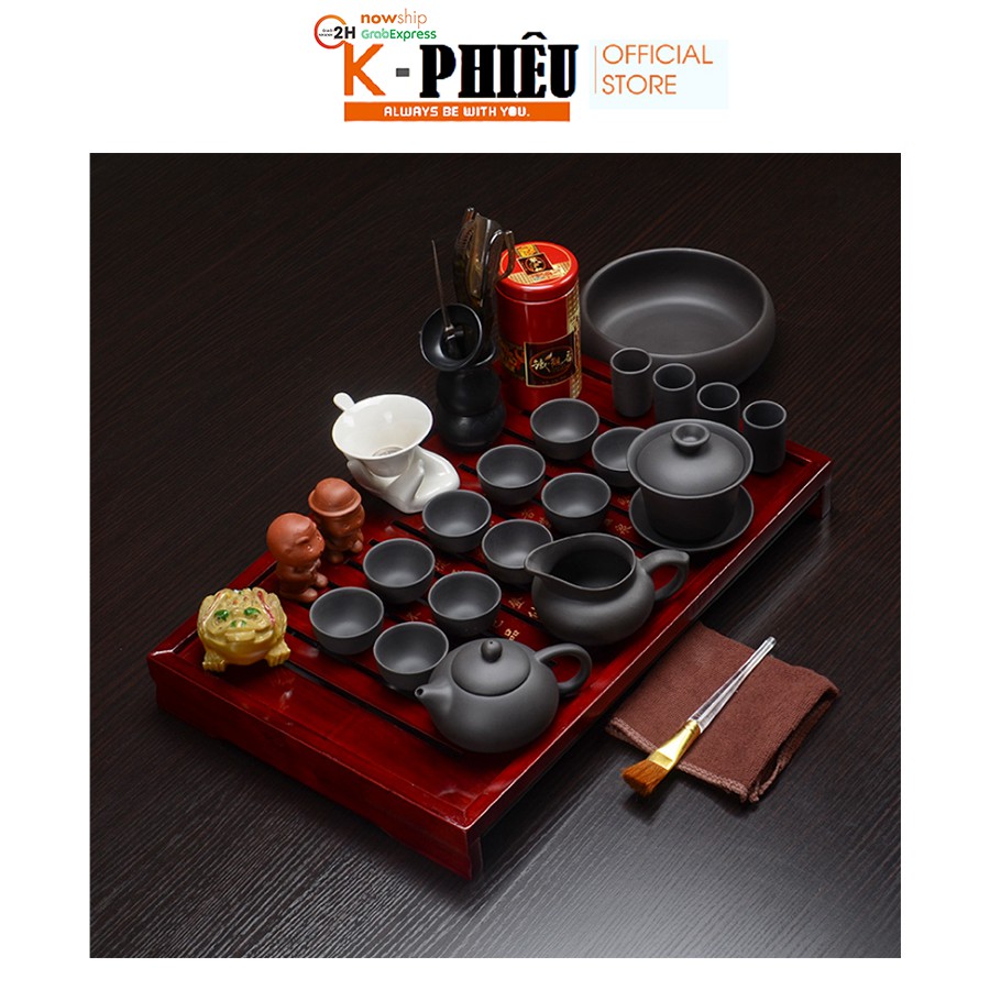Bộ Bình trà 30 món BKTea79-IME10 ấm trà tử sa đủ phụ kiện trà đạo chất liệu đất nung