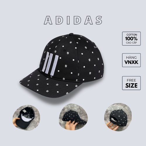 Mũ nón lưỡi trai logo thêu nổi Adidas chất vải cotton Hàn Quốc cao cấp, nón kết thời trang màu đen