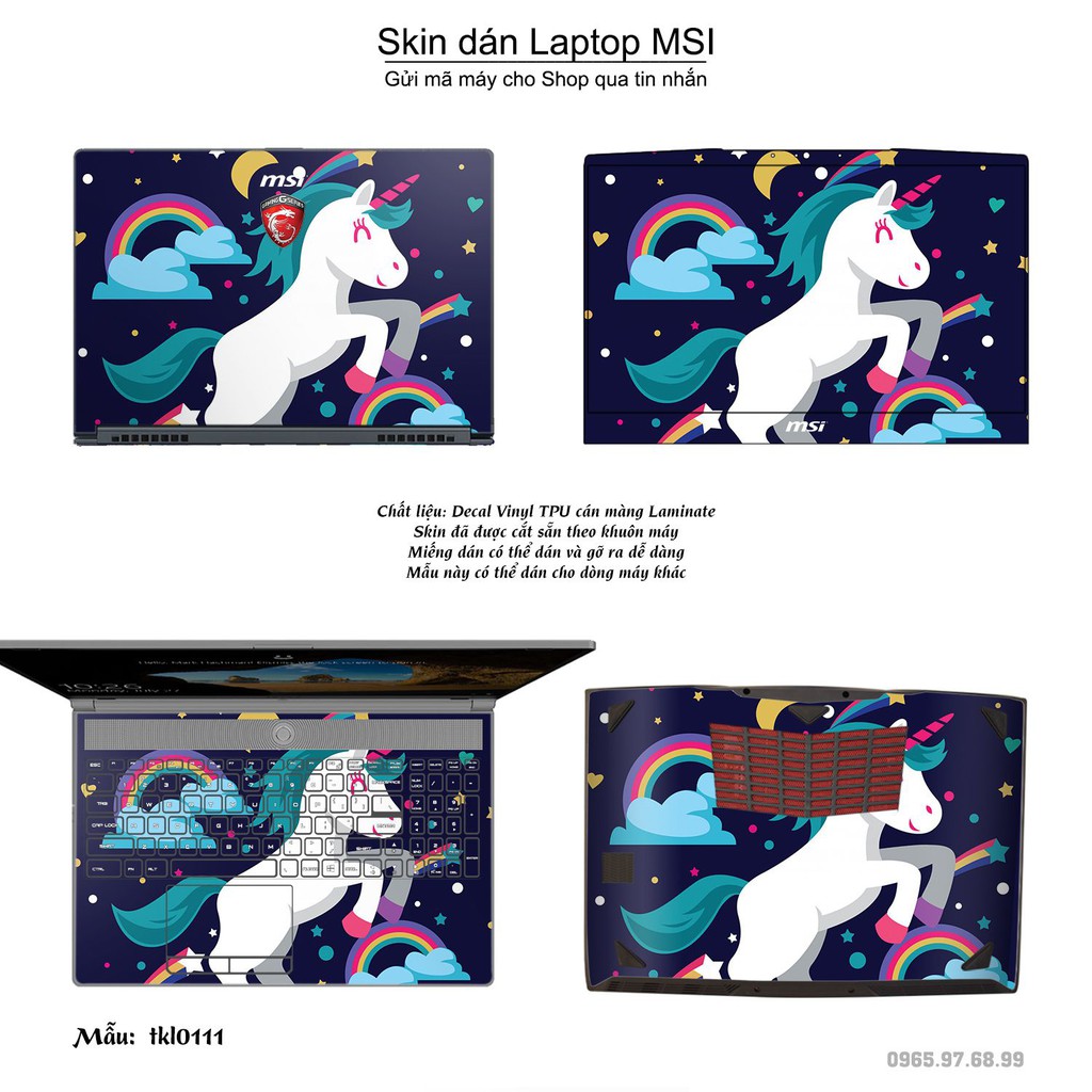 Skin dán Laptop MSI in hình thiết kế nhiều mẫu 2 (inbox mã máy cho Shop)