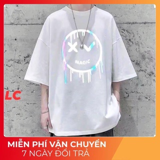 Áo thun tay lỡ phản quang phông Unisex nam nữ Cotton oversize đến 75Kg form rộng MAGIC AT 174