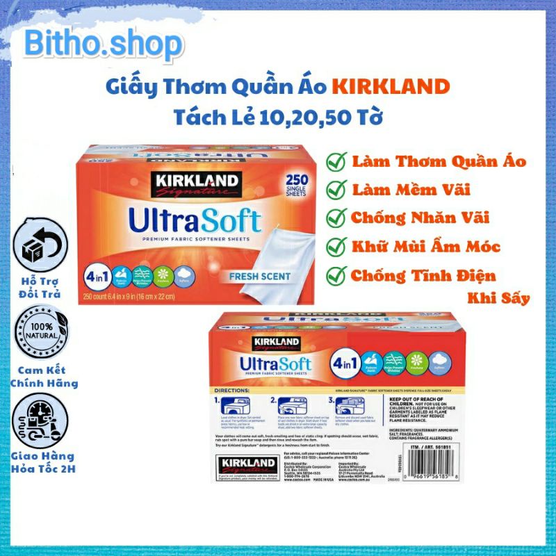 Giấy thơm làm phẳng quần áo Kirkland Ultra Soft