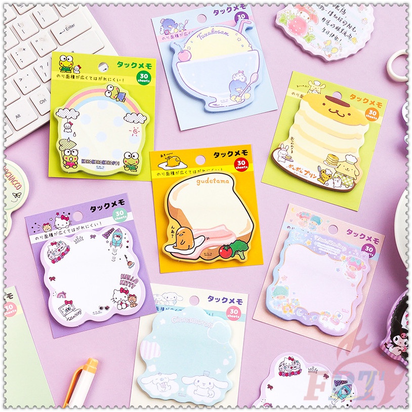 30 Tờ / Bộ ✿ Ghi Chú Dính Sanrio Q-3 ✿ Giấy Dán Ghi Chú Họa Tiết Hoạt Hình Hello Kitty / Little Twin Stars / Cinnamonroll / My Melody / Kuromi N Times