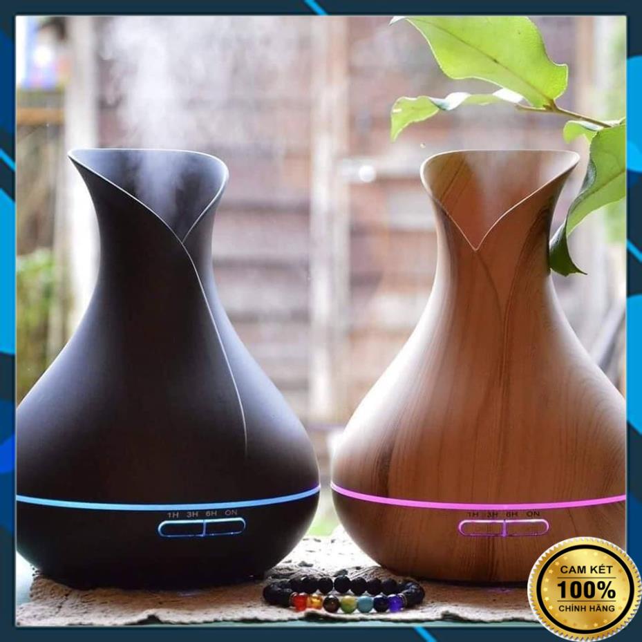 Máy Xông Tinh Dầu Hoa Tulip 550ml , Máy Khuếch Tán Tinh Dầu Đèn LED 7 Màu Có Remote