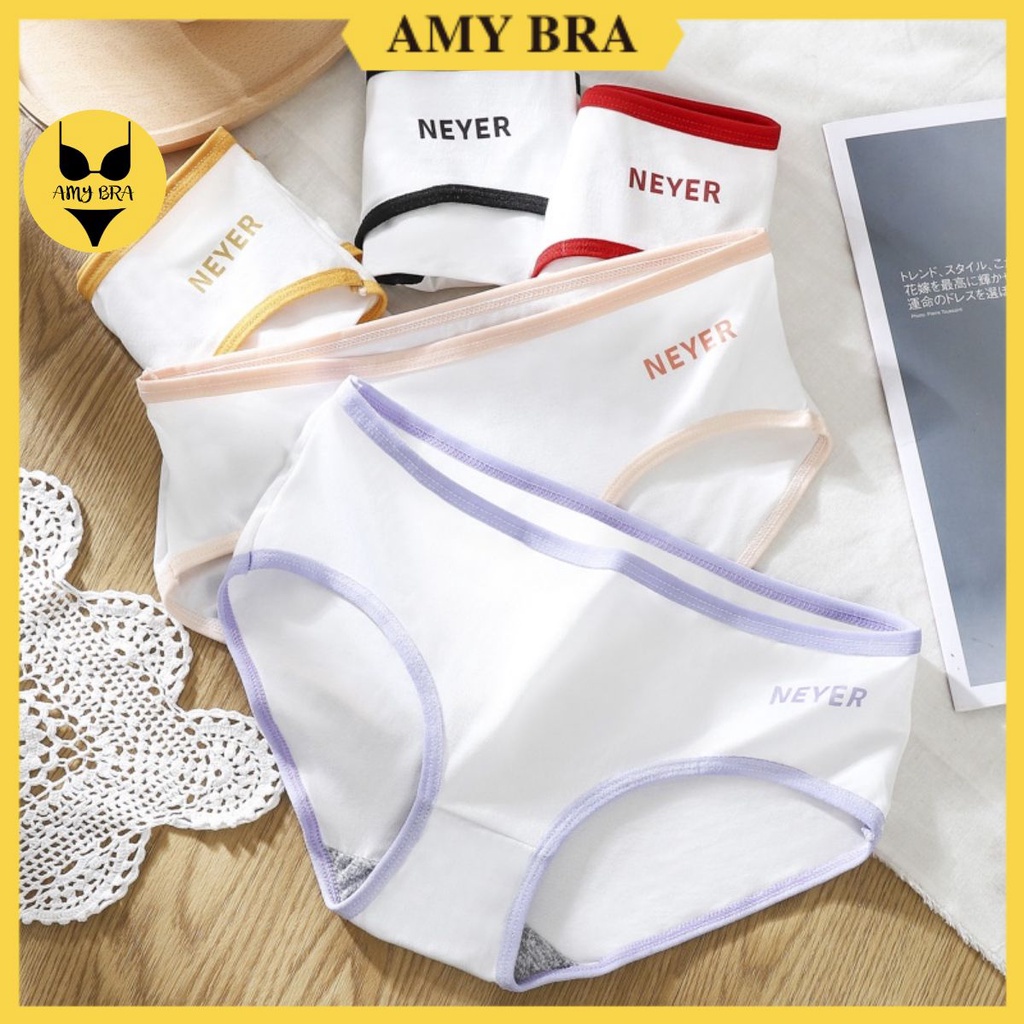 Quần Lót Nữ - Quần Lót Cotton Viền Màu Chất Mềm Mịn AMYBRA L002