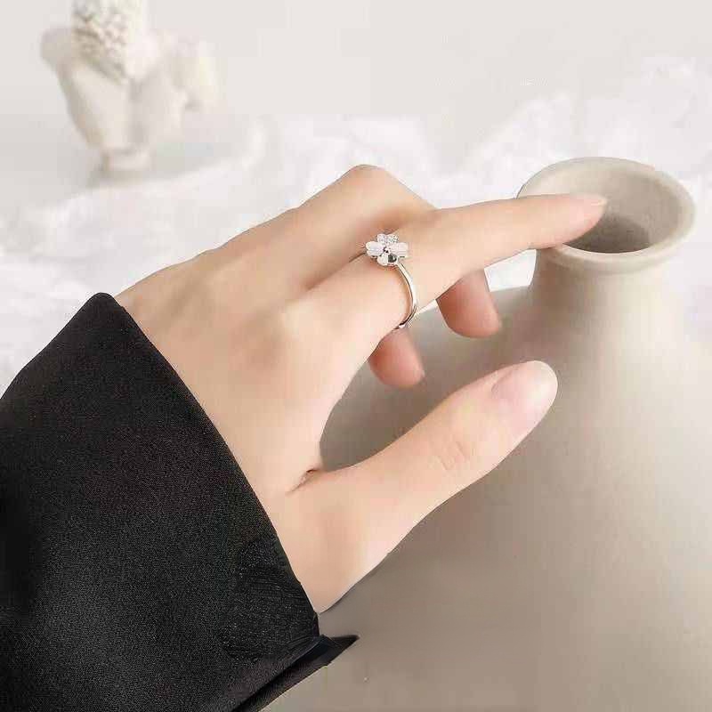 Nhẫn nữ thời trang đơn giản Nhẫn cỏ ba lá may mắn Nhẫn cá tính Nhẫn mở