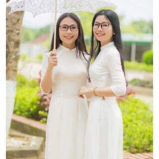 Bộ aó dài trắng học sinh cổ 2p(tay lỡ+dài)