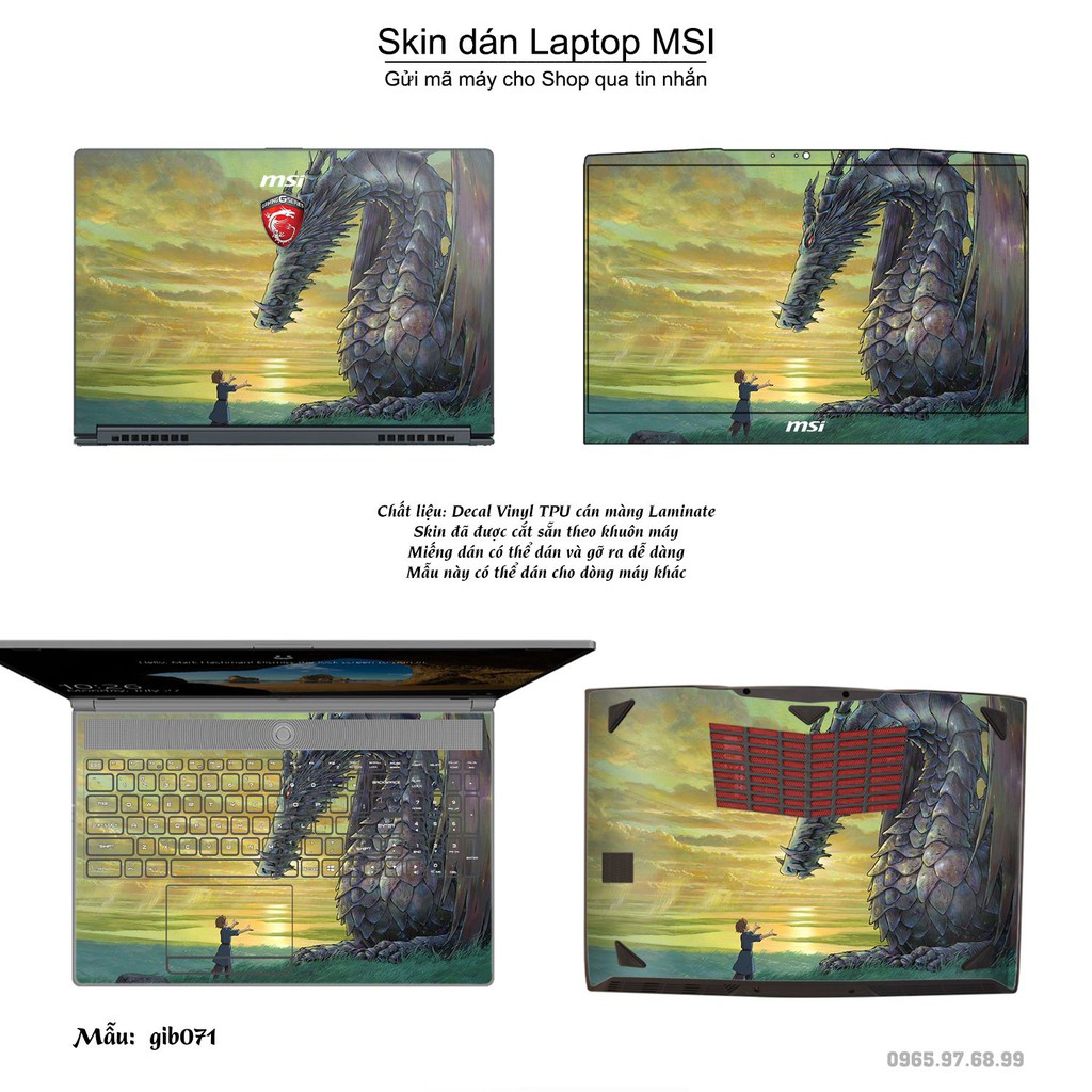Skin dán Laptop MSI in hình Ghibli nhiều mẫu 11 (inbox mã máy cho Shop)