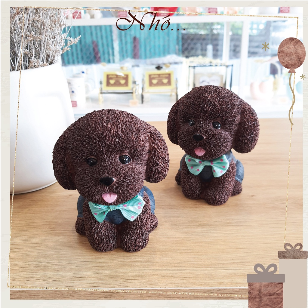 (Có Sẵn) Ống Heo Tiết Kiệm Decor Phòng Thiết Kế Hình Cún Cưng Đeo Nơ, Quà Tặng Con Nhớ Gift Shop