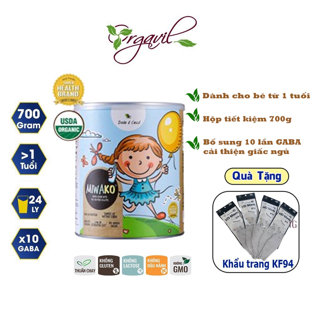 Sữa Hạt Thực Vật Miwako Vị Gạo Hộp 700g - Sữa Hạt Thực Vật Nhập Khẩu Chính Hãng - Orgavil