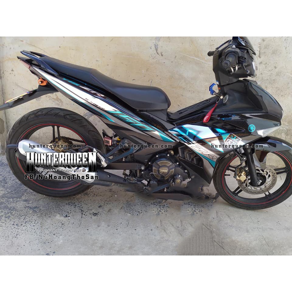 Tem Exciter 150. Y15ZR đơn giản, đen xanh. Chất liệu crom. Chỉnh sửa theo yêu cầu. Sắc nét, bền màu, chống nước