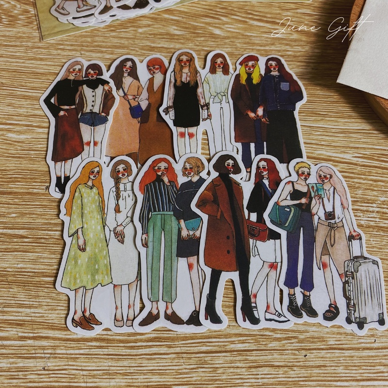 Sticker Trang Trí Cô Gái Cổ Điển Bullet Journal