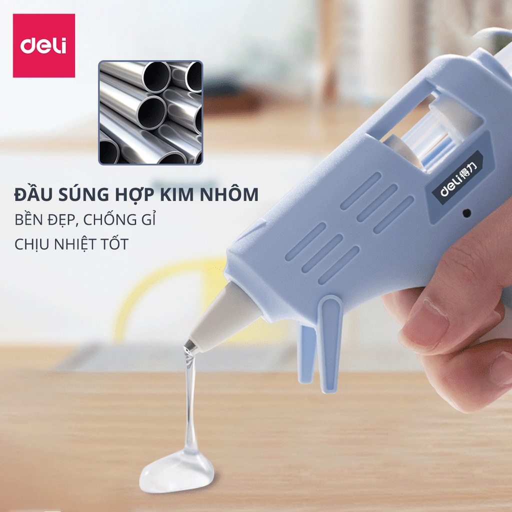 Súng bắn keo nến Silicon Deli 20W Tặng kèm 10 keo nên An toàn nhỏ gọn dễ sử dụng 390021 / 390022
