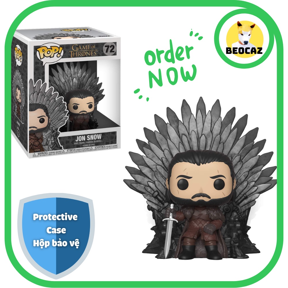 [Hỏa Tôc][Full Box] [Tặng Hộp Bảo Vệ] Mô hình Funko Jon Snow ngồi ngai sắt Game of Thrones Trò Chơi Vương Quyền No.72