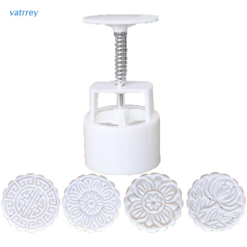 Set 4 Khuôn Nhấn Tay Làm Bánh Trung Thu 100g Diy