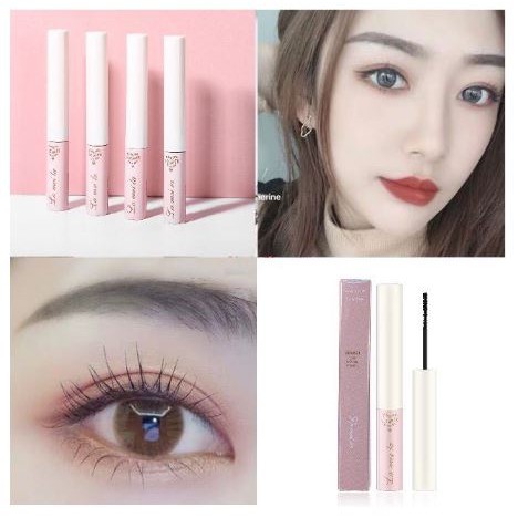 Mascara Vỏ Hồng 2 màu đen nâu - Chuốt mi Siêu Mảnh Tơi Mi Lameila Skinny Microcara