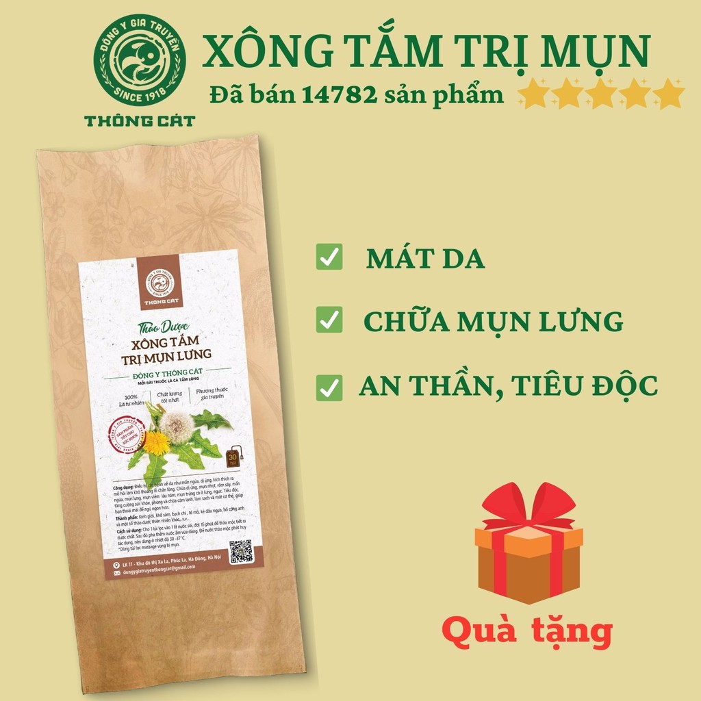 Hết mụn lưng ngực với 20 gói Thảo dược xông tắm Đông y gia truyền Thông Cát (Since 1918)