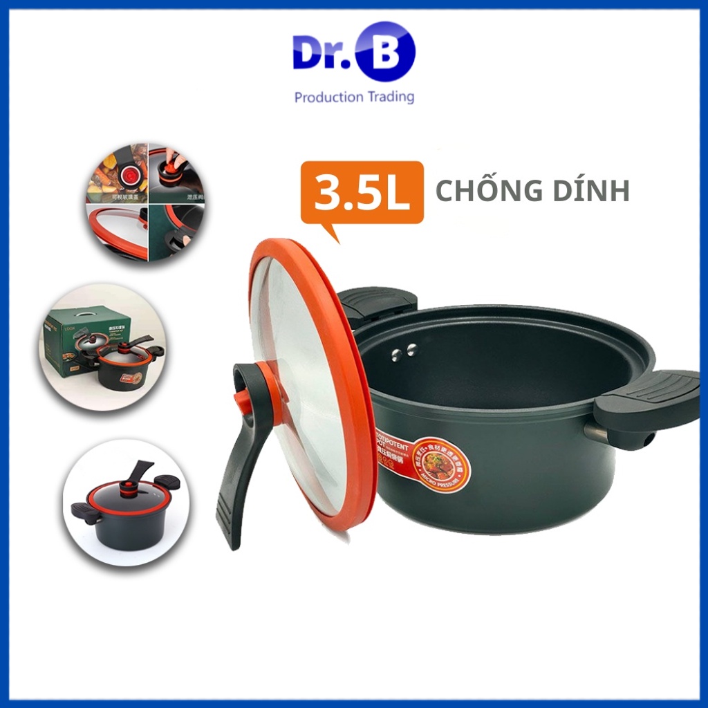 Nồi Áp Suất Đa Năng Tráng Tefon Chống Dính 3.5L Phong Cách Hàn Quốc Dùng Cho Mọi Bếp