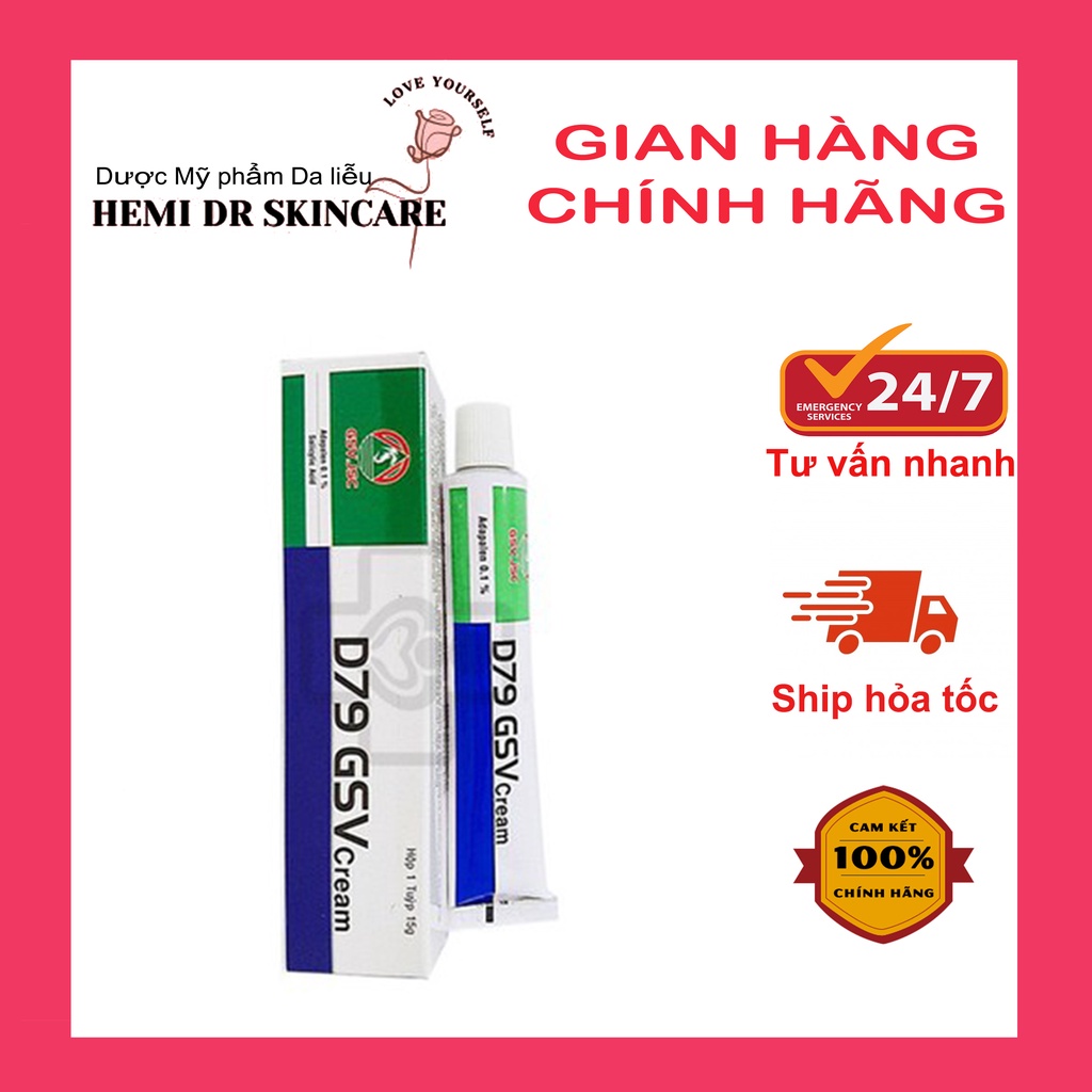 D79 GSV Cream Giảm Mụn Trứng Cá, Mụn Lưng, Dày Sừng Nang Lông 15g