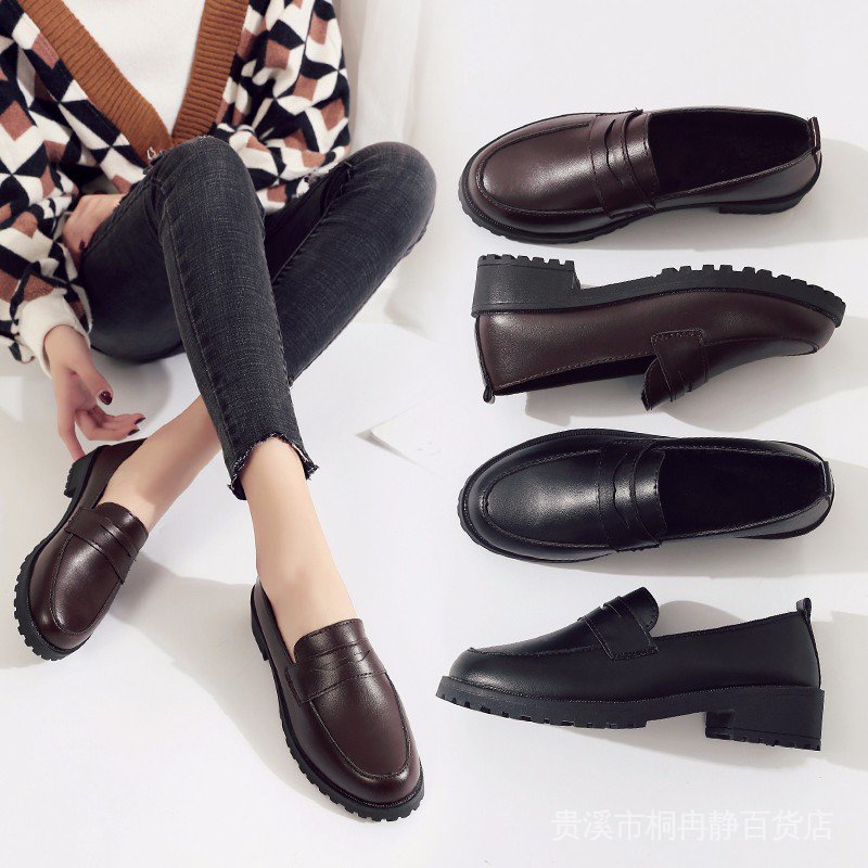2022 soft girls ins retro small leather shoes female students Korean style all-match ulzzang flat shoes British work shoes RTHW