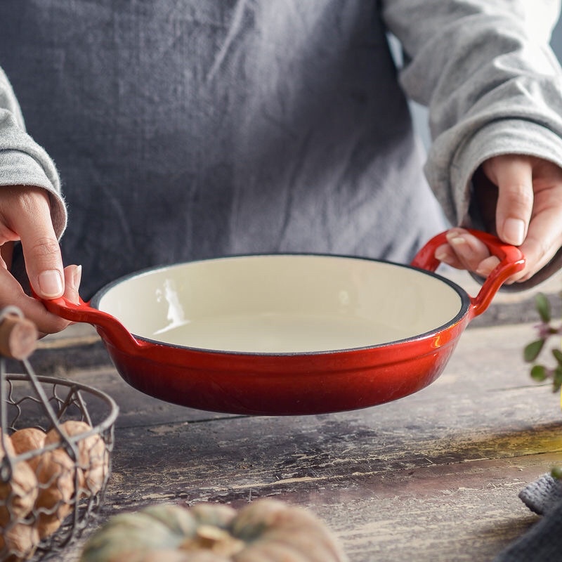 Chảo gang tráng men Kitchen Happiness dùng cho mọi loại bếp