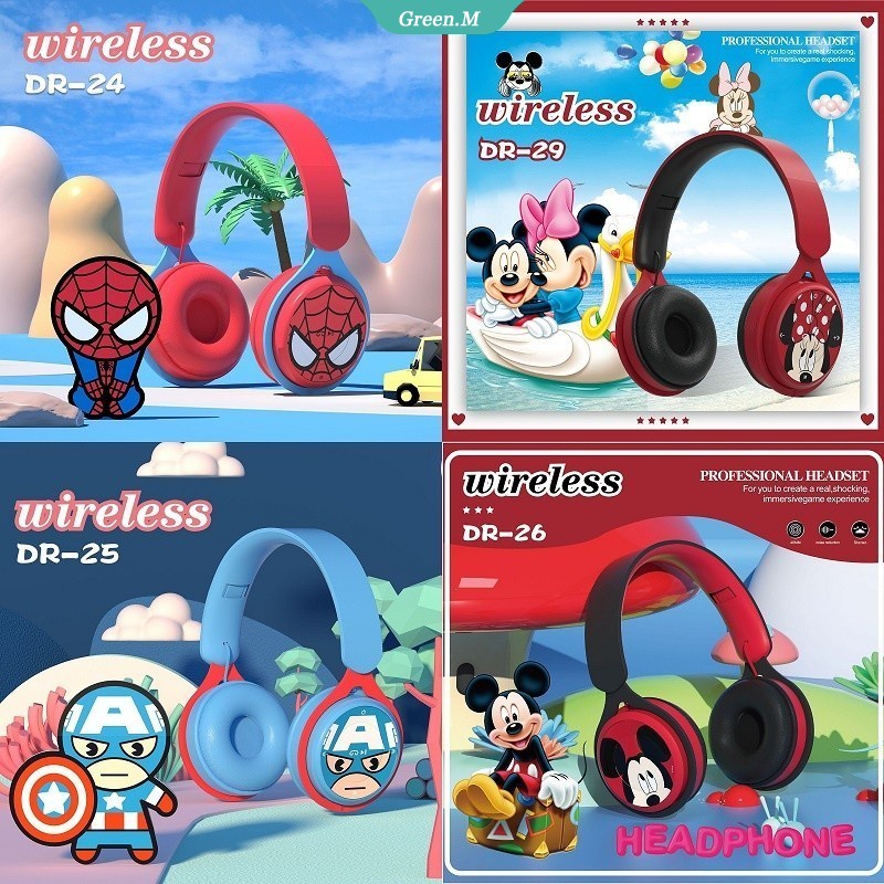 DISNEY Tai Nghe Bluetooth Không Dây Hình Marvel Captain America Spiderman Mickey Âm Thanh Nổi Dễ Thương Bảo Vệ Trẻ Em