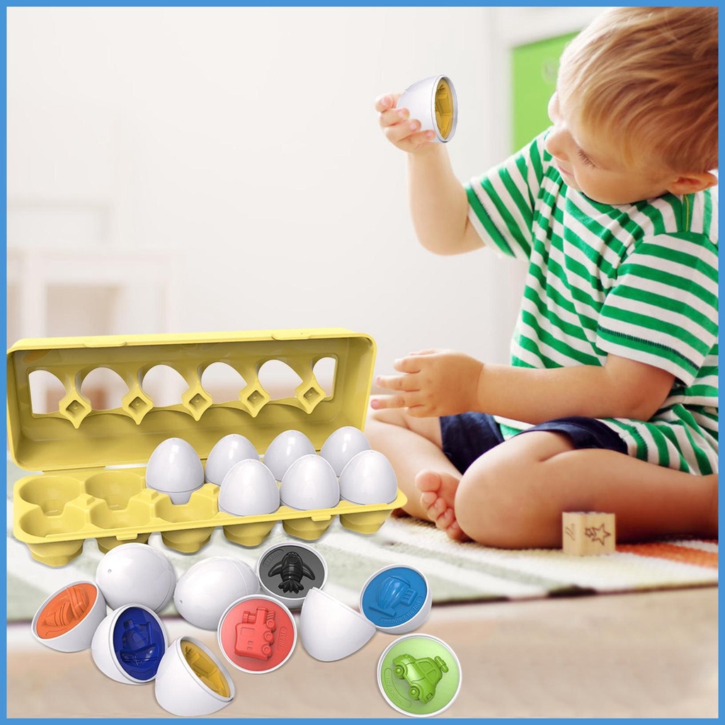 Bộ 12 Trứng Đồ Chơi Ghép Hình Màu Sắc Theo Phương Pháp Montessori Cho Bé Từ 1 2 3 Tuổi