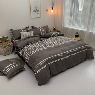 Bộ chăn ga gối Cotton poly Miha Bedding Kẻ chữ Z, vỏ chăn mền, drap giường và 2 vỏ gối