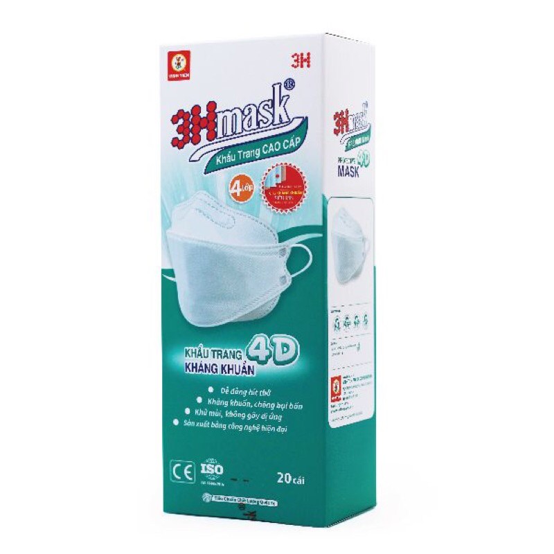 Khẩu trang 3H mask 4D kháng khuẩn cao cấp
