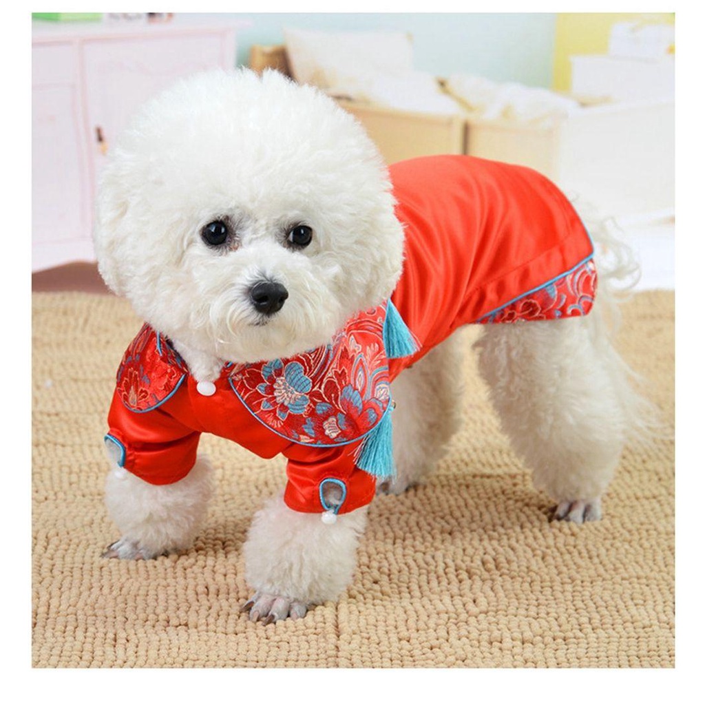 1 Đầm Sườn Xám Cotton Phong Cách Trung Hoa Dành Cho Cún Cưng Size XS-XL