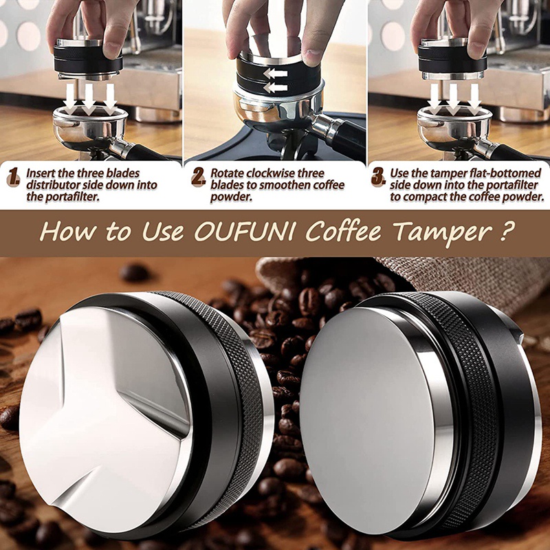53mm Coffee Tamper and 54mm Dosing Funnel Set, Dual Head Coffee Leveler