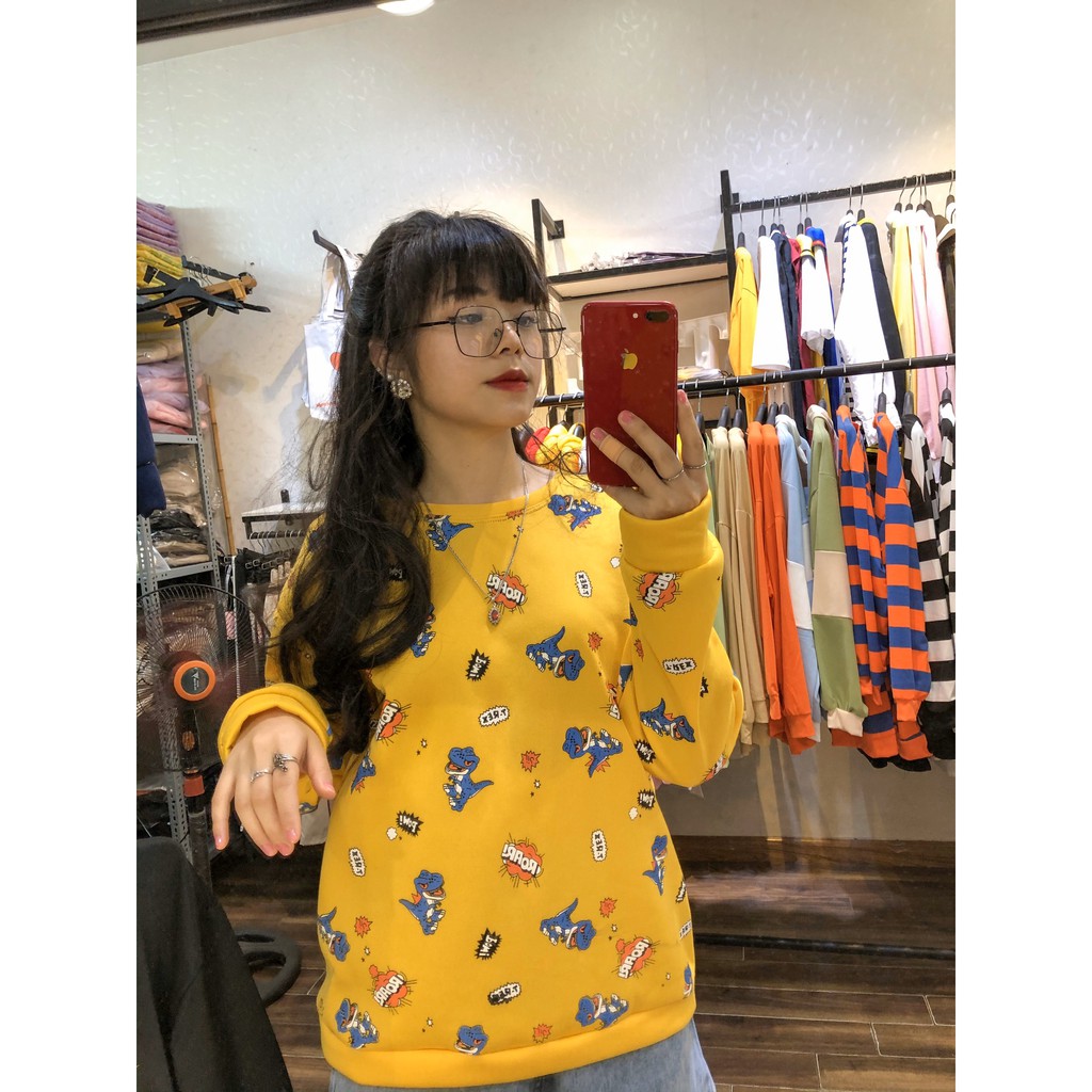 FREESHIP 50K Áo sweater nỉ họa tiết khủng long unisex | BigBuy360 - bigbuy360.vn