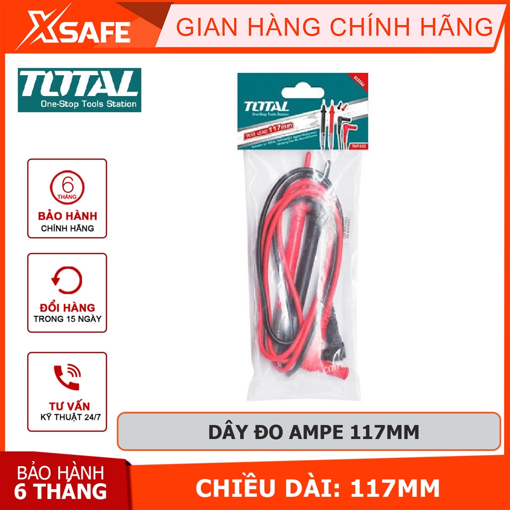 Dây đo ampe TOTAL TMT422 Chiều dài dây 117mm Thích hợp sử dụng với model TMT46001 đồng hồ đo điện vạn năng [XSAFE]