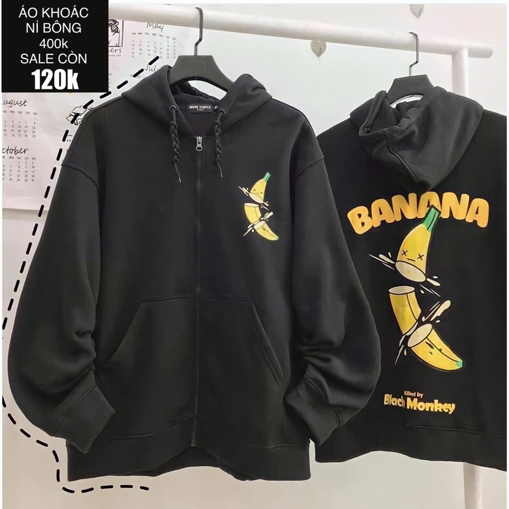 Áo Khoác Nam Nữ Khoá Chuối BANANA Chất Liệu Nỉ Dày Mềm Mịn - Áo Thu Đông Unisex hoodie khóa kéo in KNN22 | BigBuy360 - bigbuy360.vn