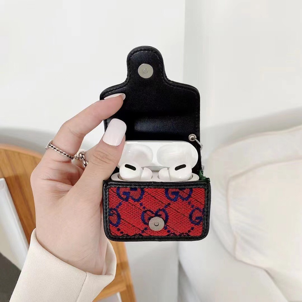 Vỏ bảo vệ hộp sạc tai nghe dạng túi đeo thêu họa tiết thích hợp cho Apple Airpods1 / 2 / 3 Pro