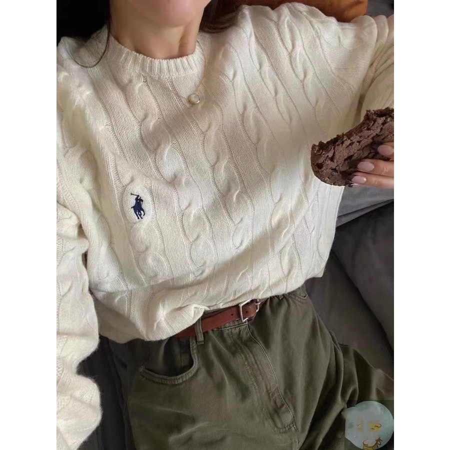 Áo Sweater Dệt Kim Tay Dài Dáng Rộng Thêu Họa Tiết Kiểu Retro Hàn Quốc Xinh Xắn Cho Nữ