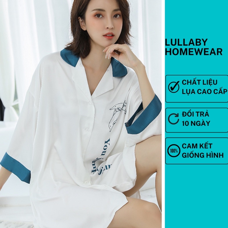Váy sơ mi lụa cao cấp chất lụa mịn màng êm ái - bầu mặc được - hàng nhập xịn đẹp