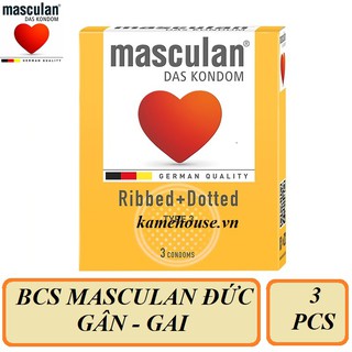 Bao cao su 6 đường gân gai  Masculan Ribbed + Dotted (hộp 3 chiếc)
