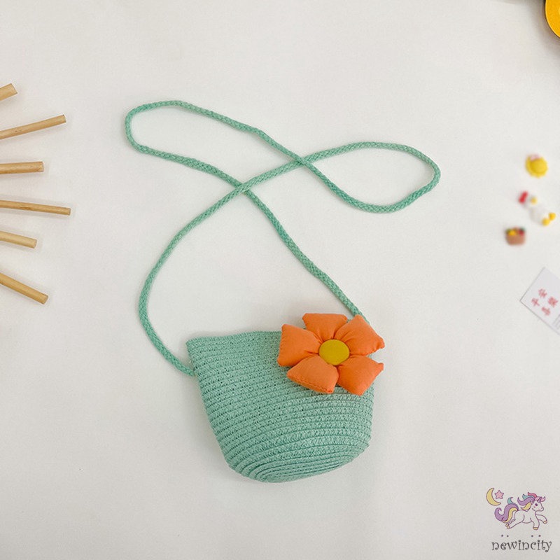 Túi Đeo Chéo Vai Hình Vuông Mini Đính Hoa Thời Trang Mùa Hè Hàn Quốc Cho Bé Gái